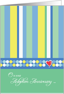 Adoption Anniversary Stripes and Heart card