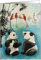 Trio Orchestra Two Pandas and Exotic Birds card