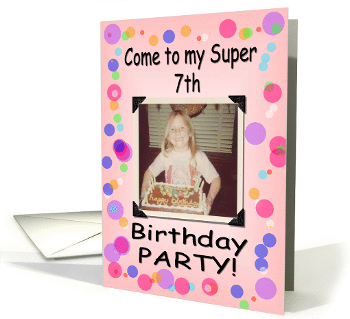 7th Birthday Party - girl card (381555)