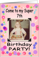 7th Birthday Party - girl card