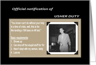 Usher Duty - Funny card