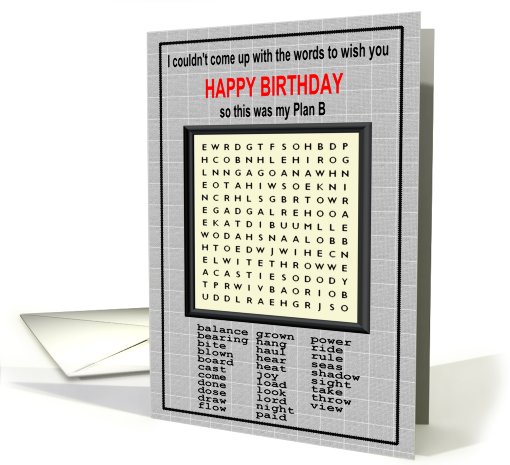Word Search Birthday - for Boss card (415971)