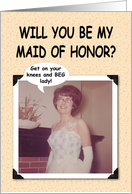 Be my Maid of Honor; friend- Retro card