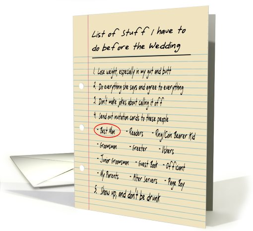 HIS LIST - Best Man Brother - FUNNY card (445552)