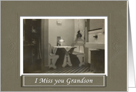 Miss You Grandson- Vintage card