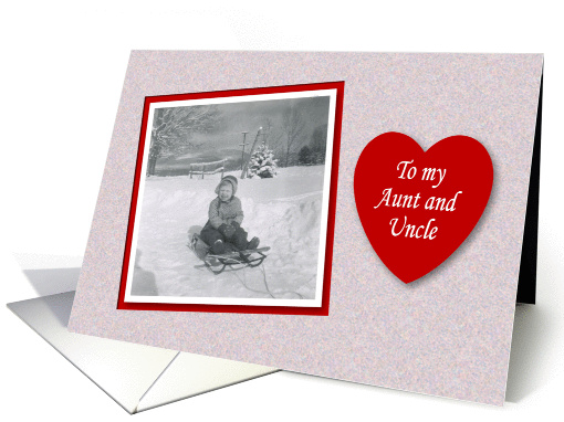 Valentine's Day Aunt Uncle - Girl on Sled card (536838)