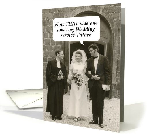 Thank youPriest -Wedding- Bride Groom-Retro card (766608)