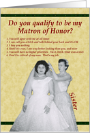 Matron of Honor Test - Sister-Retro card