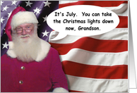 July 4th Grandson Santa - FUNNY card