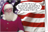 July 4th Red Hat Santa - FUNNY card