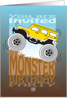 Birthday Party Invitation for Kids, Monster Truck / Car Racing card