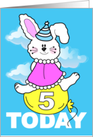 5th Child Birthday Bunny Balloon Floating card