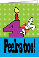 Happy 4th Birthday Baby Peek-a-boo bunny plays card