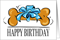 Dog Bone Birthday Pet Gift Blue Ribbon card