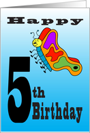 5th Happy Birthday for Cartoon Butterfly Loving Bug catching Child card