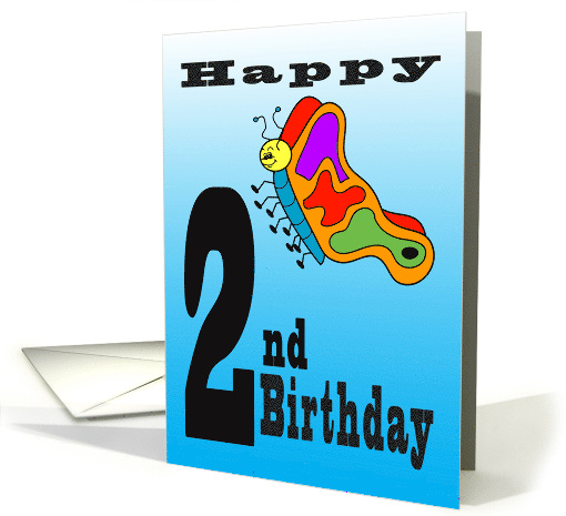 2nd Birthday Cartoon Butterfly for Your Bug Loving Child card