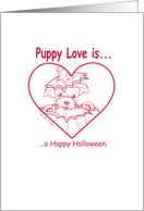 Happy Halloween+pumpkin+puppy+cartoon+adorable+ card