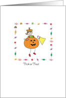 Halloween Kids cartoon Trick or Treat Pumpkin fun card