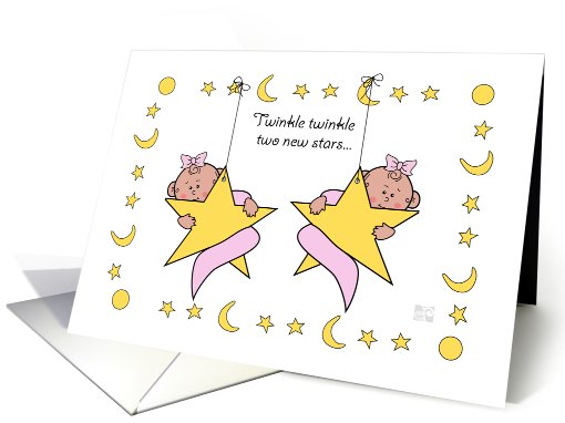 New Baby Twin Girls bow card (822326)