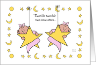 New Baby Twin Girls bow card