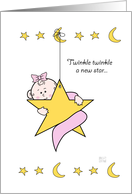 New Baby Girl on Star card