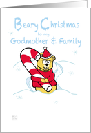 Merry Christmas Godmother & Family teddy Bear Candy Cane card