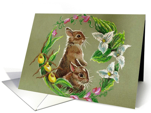 Bunnies and Wildflowers card (155778)