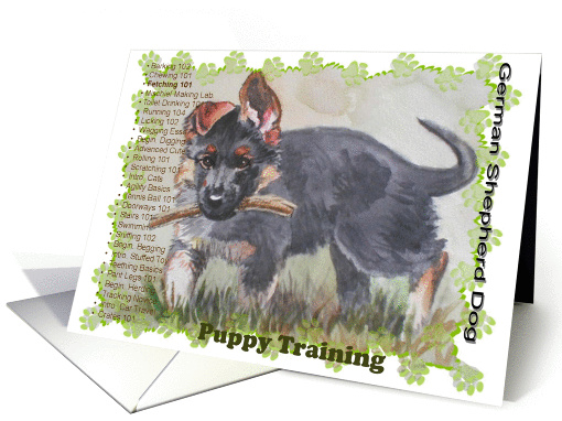 German Shepherd Puppy Fetching 101 card (155860)