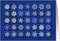 White on Blue Snowflakes Birthday card