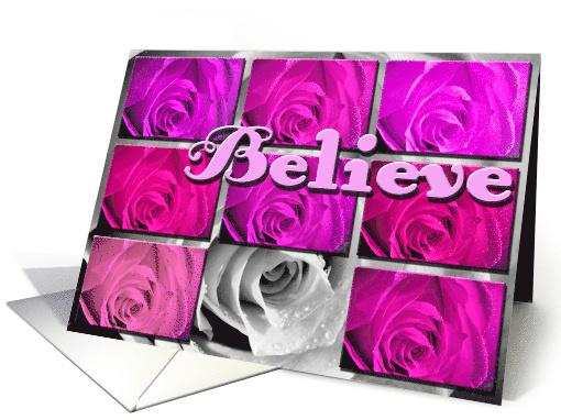 pink believe breast cancer support card (162603)