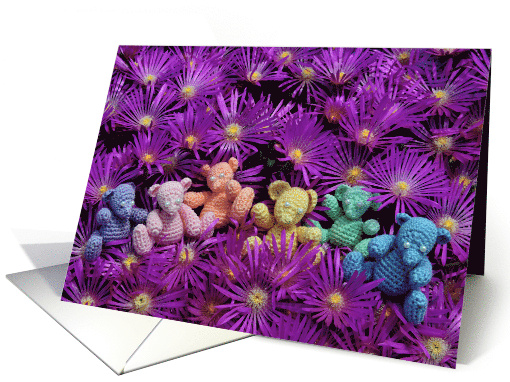 Rainbow Bears in Flowers card (446215)