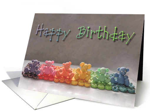 Pastel Rainbow Bears - birthday card (453541)