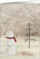 Christmas with snowman and gold star card