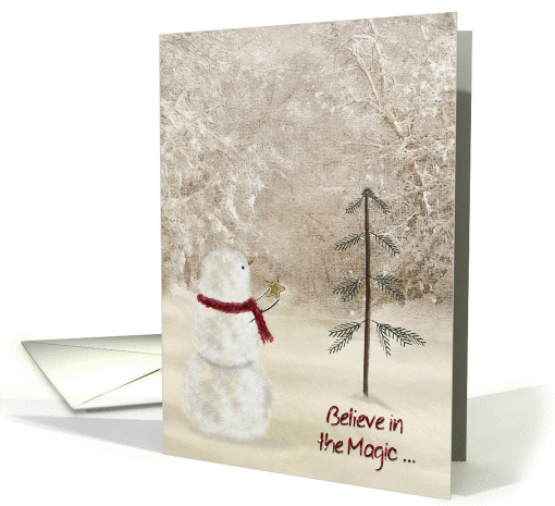 Christmas snowman and gold star ornament card (1005231)