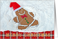 Merry Christmas gingerbread man snow angel card