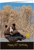 80th Birthday bear with beer mug card