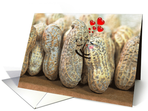 Birthday with love pair of peanuts with red hearts hugging card