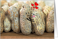 Birthday with love pair of peanuts with red hearts hugging card