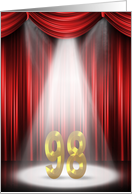 98th Birthday in the spotlight with red curtains card