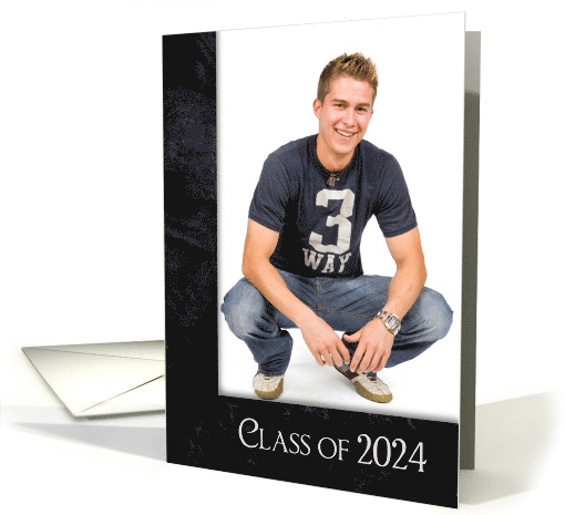 Graduation 2024 Announcement Black Leather Photo Card Frame card