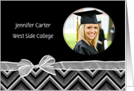 Chevron Design With Round Photo Frame, Daughter’s College Graduation card