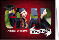 2024 GRAD Text Red Photo Frame for Graduation Announcement card