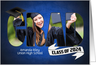 2024 Graduation Party Invitation with Blue Photo Card Text Frame card