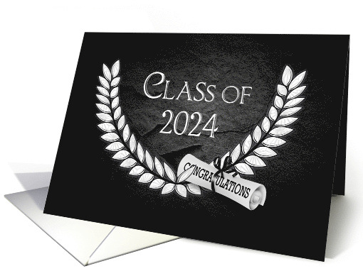 2024 Graduation for Son Laurel Leaf and Diploma on Black... (1063473)