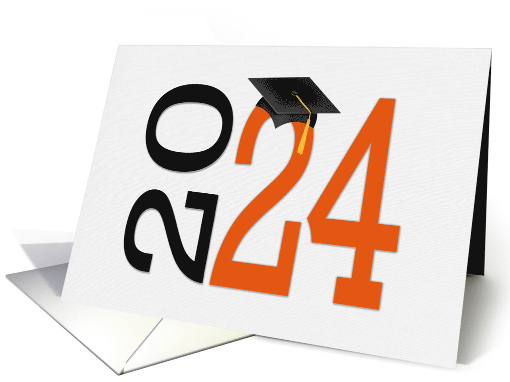 2024 High School Graduation With Black Cap On Orange card (1079058)