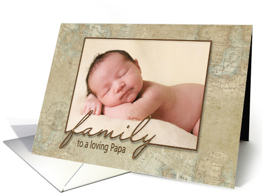 Father's Day photo card for Papa frame with old world map... (1079910)