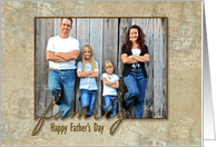 Father’s Day photo card from kids with old world map framing card