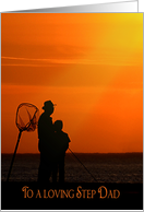 Father’s Day for Step Dad-silhouette of father and son card