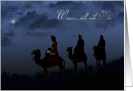 Pastor’s Christmas wise men on camels following a bright star card
