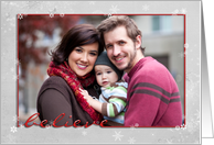 Christmas believe photo card with snowflakes for parents card